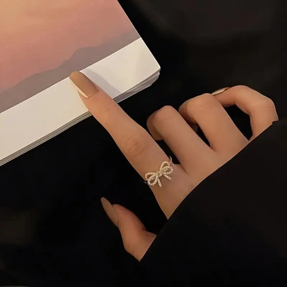NEW adjustable gold bow ring, coquette bow jewelry, trendy bow ring, gold bow